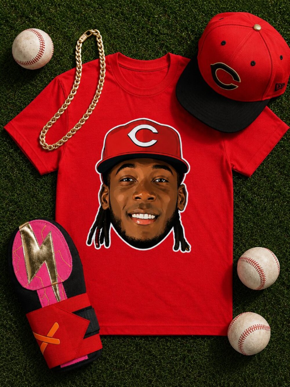 Elly De La Cruz Cartoon Face T-Shirt Cincinnati Reds Inspired Graphic Tee MLB